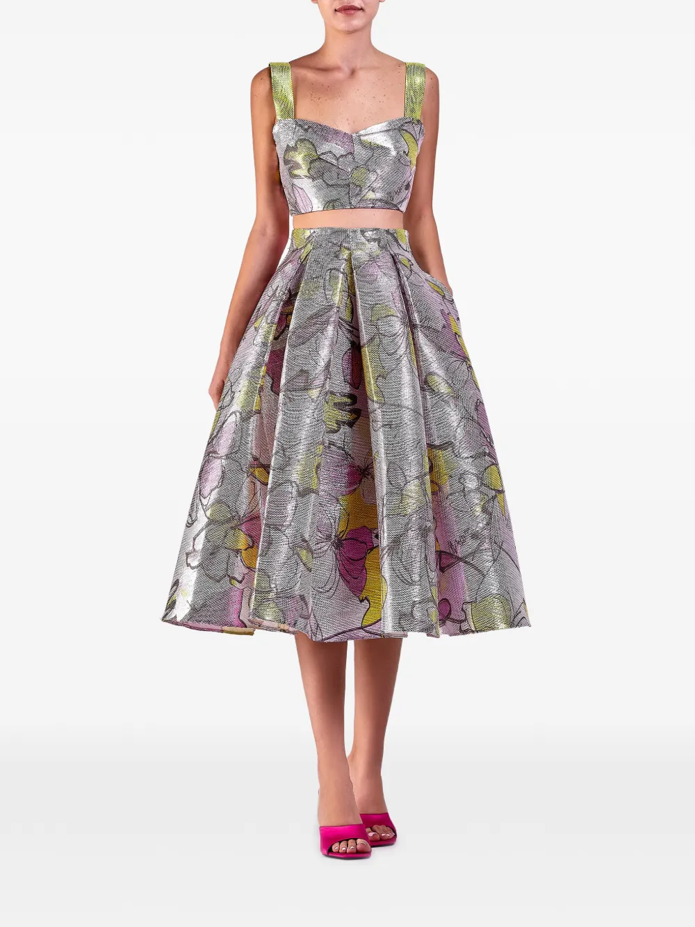 Gemy Maalouf Top met bloemenprint Zilver
