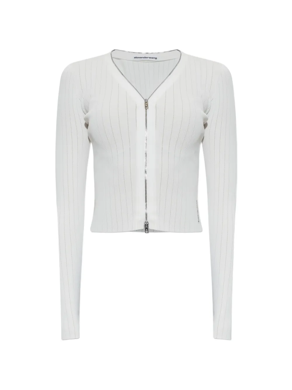 Alexander Wang ribbed-knit zip-fastening V-neck cardigan - Bianco
