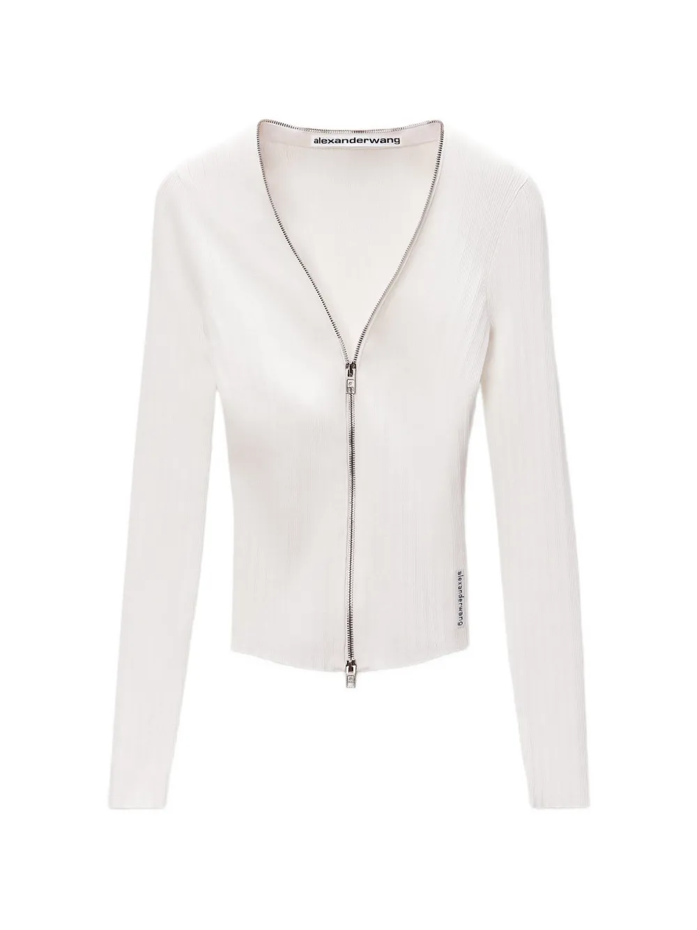 Alexander Wang Ribgebreid vest met rits en V-hals Wit