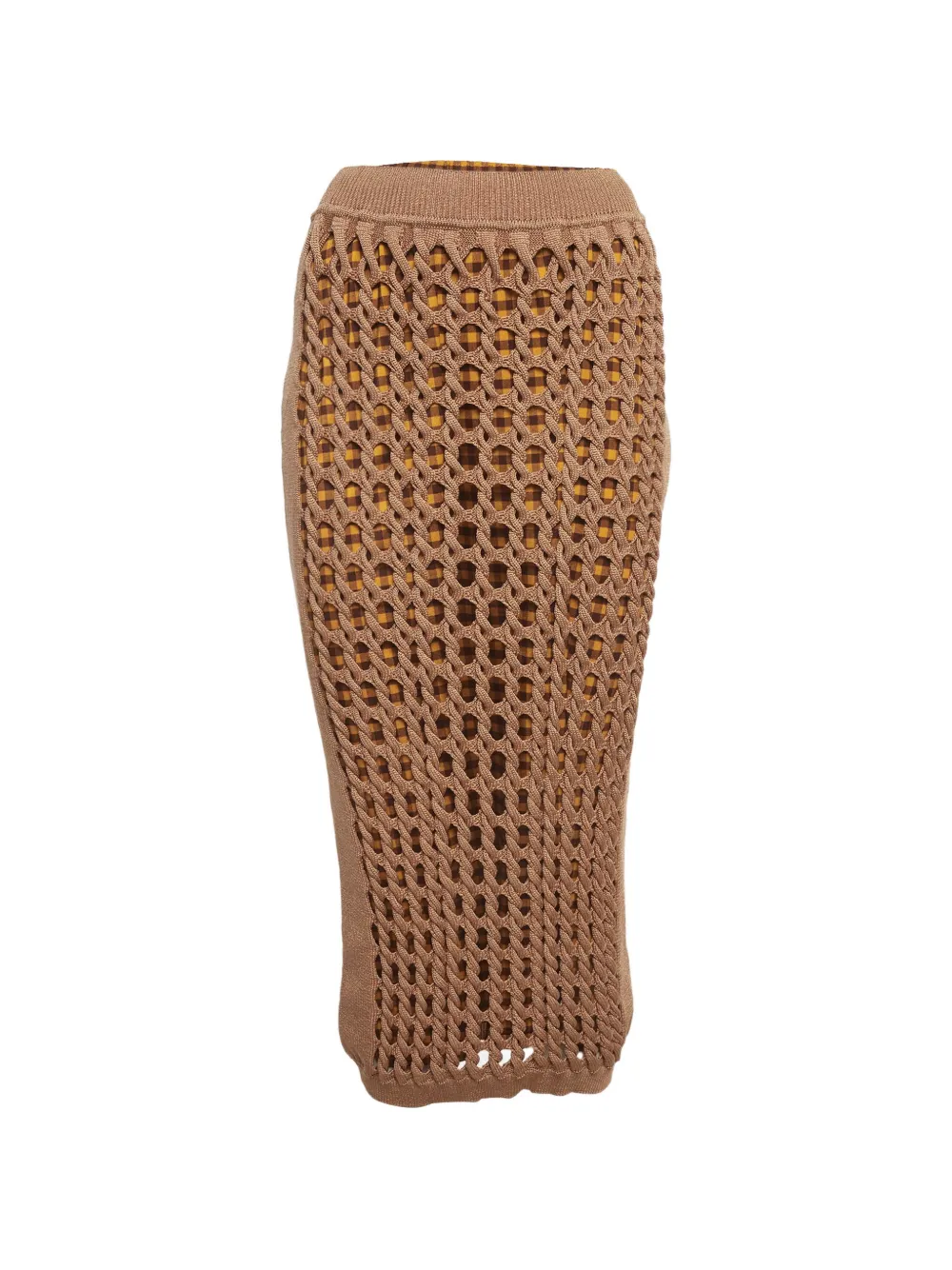 Fendi Pre-Owned openwork Aran-knit midi skirt - Nude