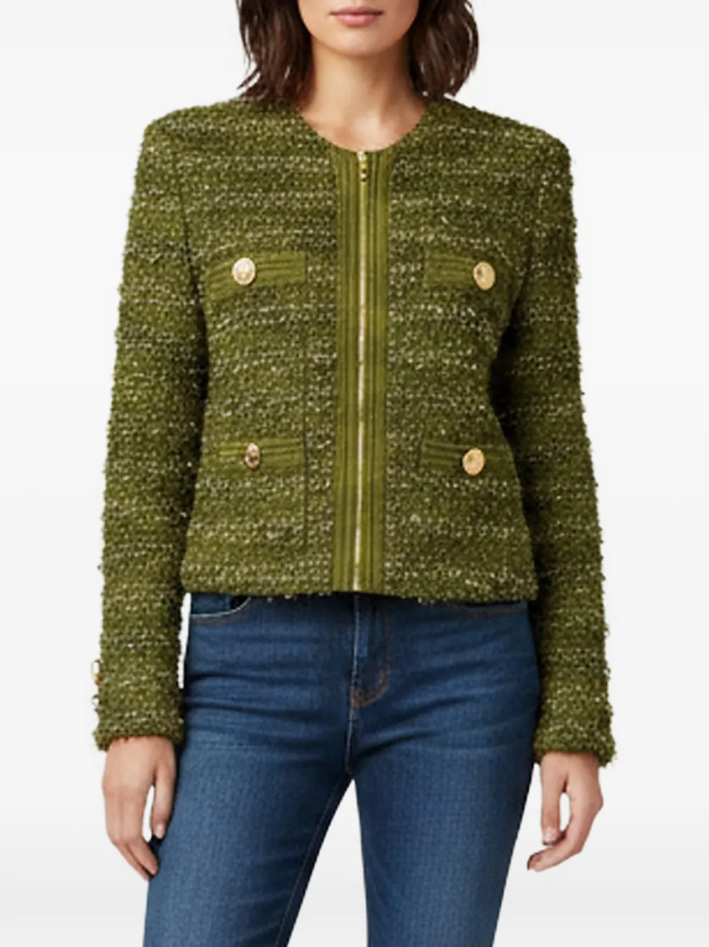 Balmain Pre-Owned bouclé tweed jacket - Grün