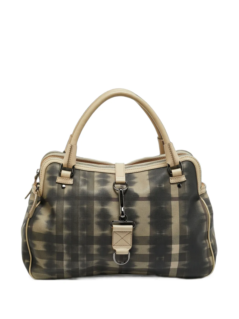 Burberry Pre-Owned Smoked Check double-zip satchel bag - Grigio