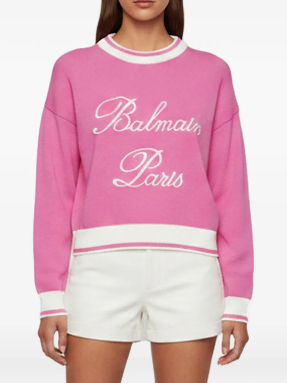 Balmain Pre-Owned logo-embroidered sweater - Rosa