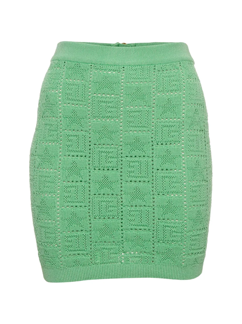 Balmain Pre-Owned monogram pointelle-knit mini skirt - Grün