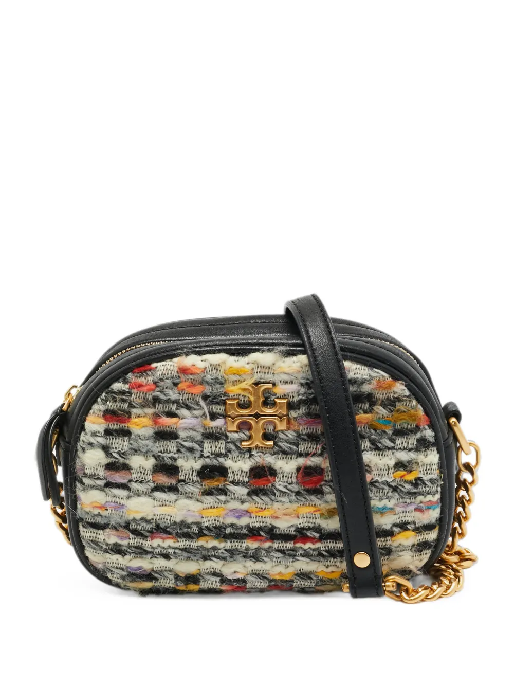 Pre-owned Tory Burch Small Kira Tweed Shoulder Bag In White