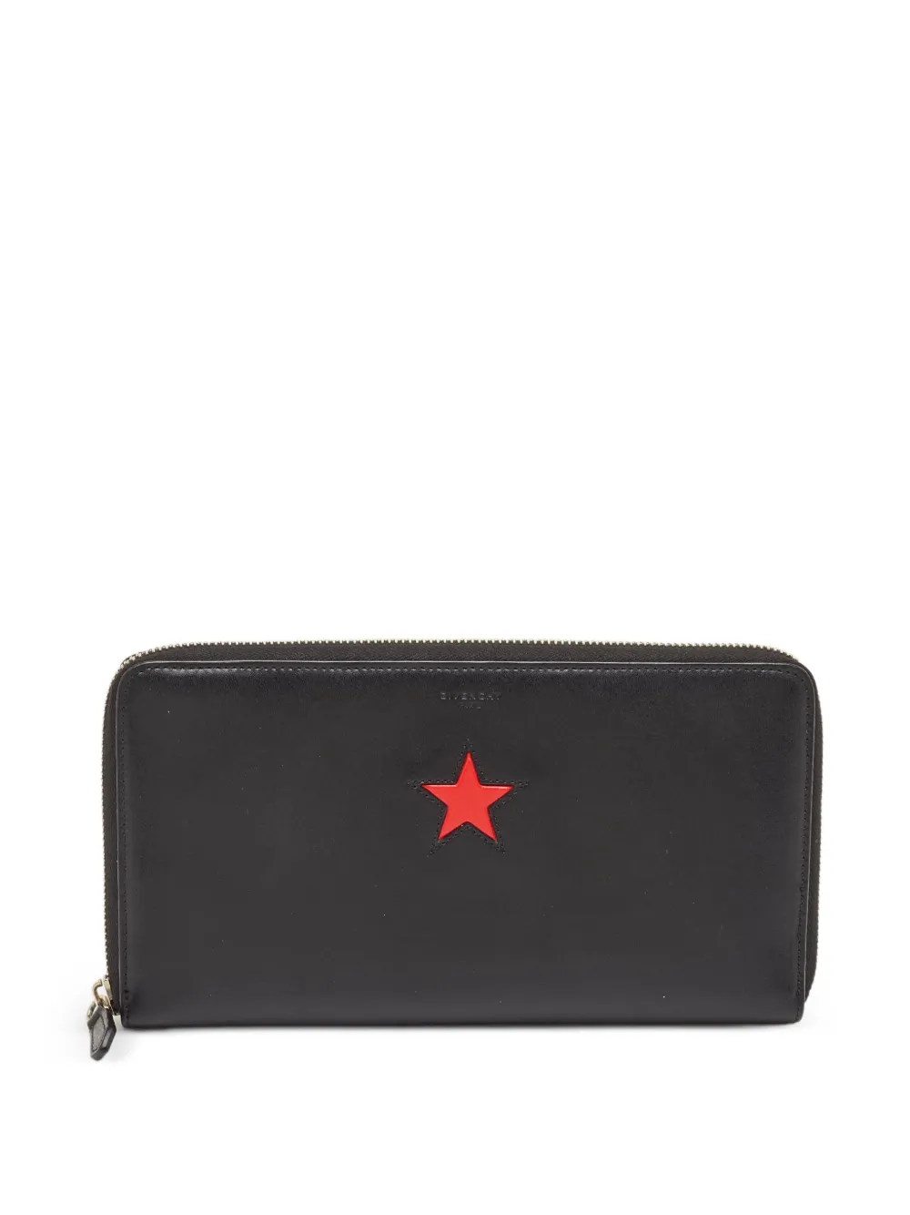 Pre-owned Givenchy Star-motif Zip-around Wallet In Black