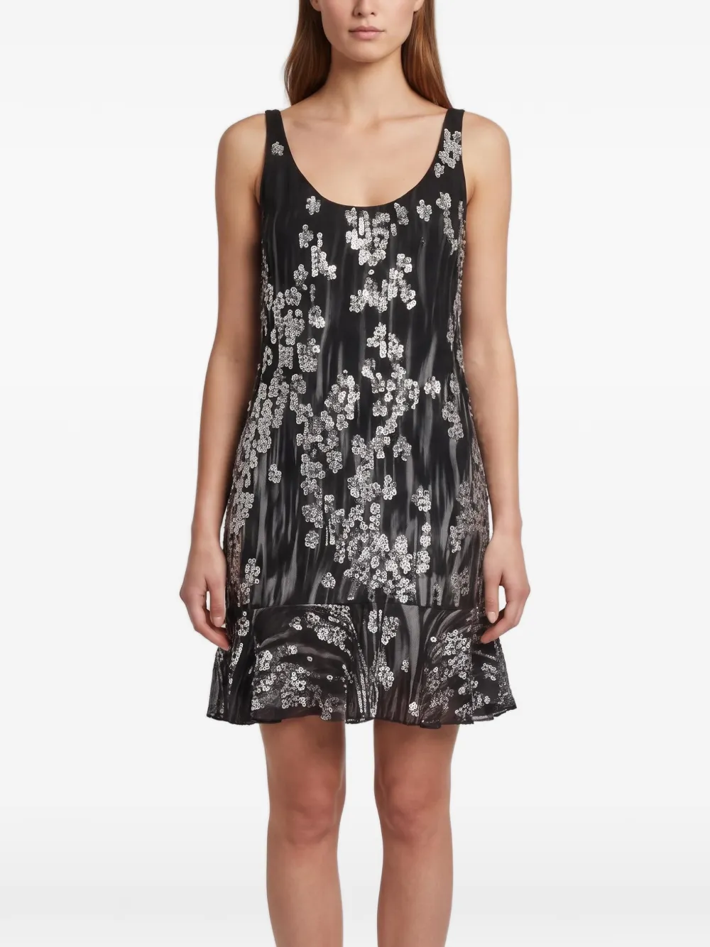 Just Cavalli Vintage embellished ruffle-hem midi dress - Nero