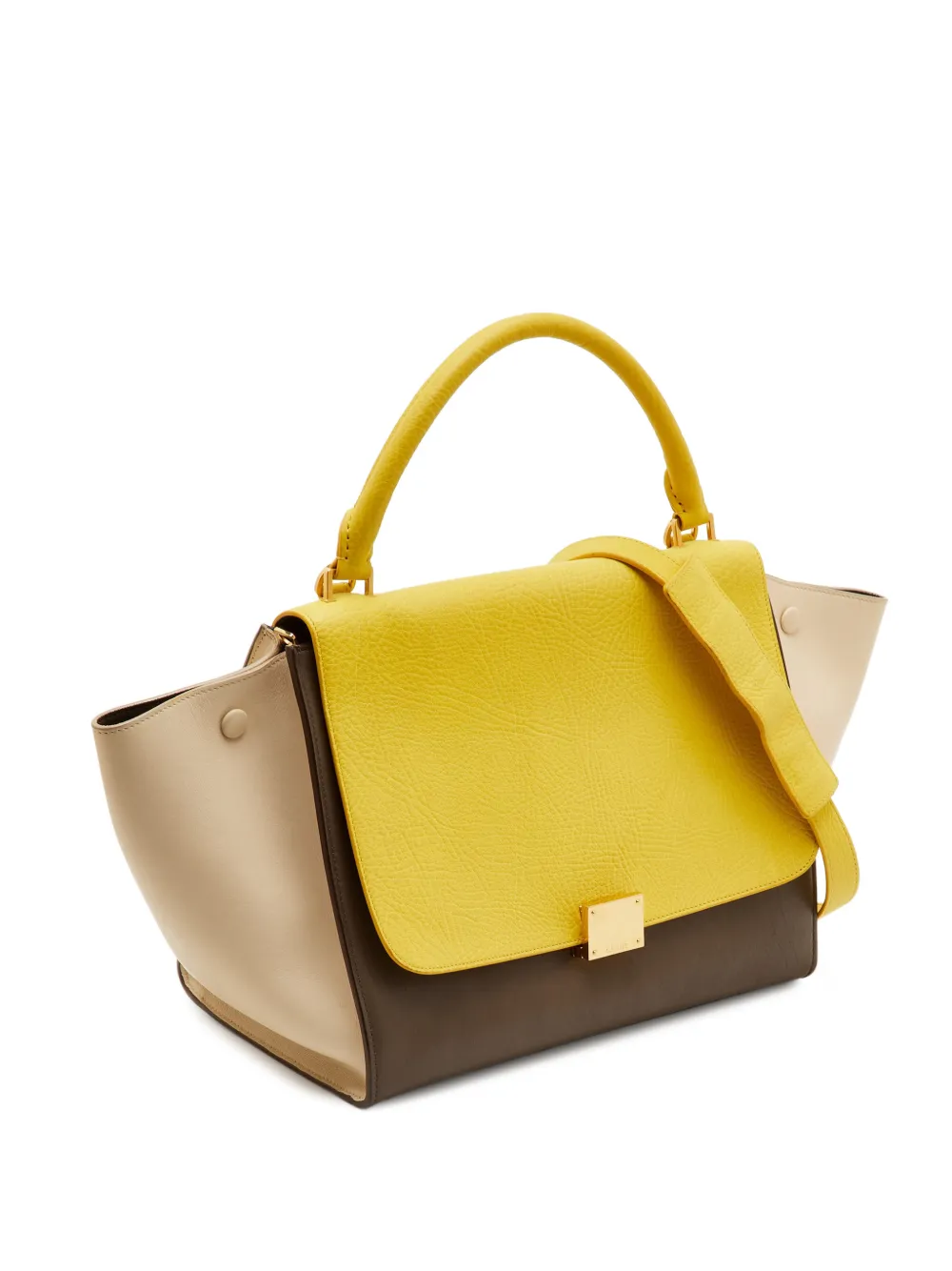 Pre-owned Celine 2014 Medium Trapeze Tote Bag In Yellow