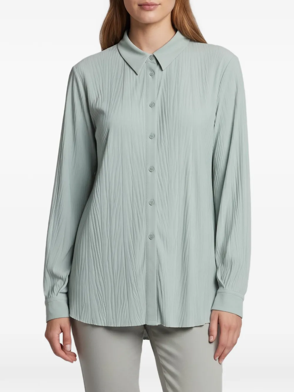 Pre-owned Max Mara Plissé Loose-fit Shirt In Green