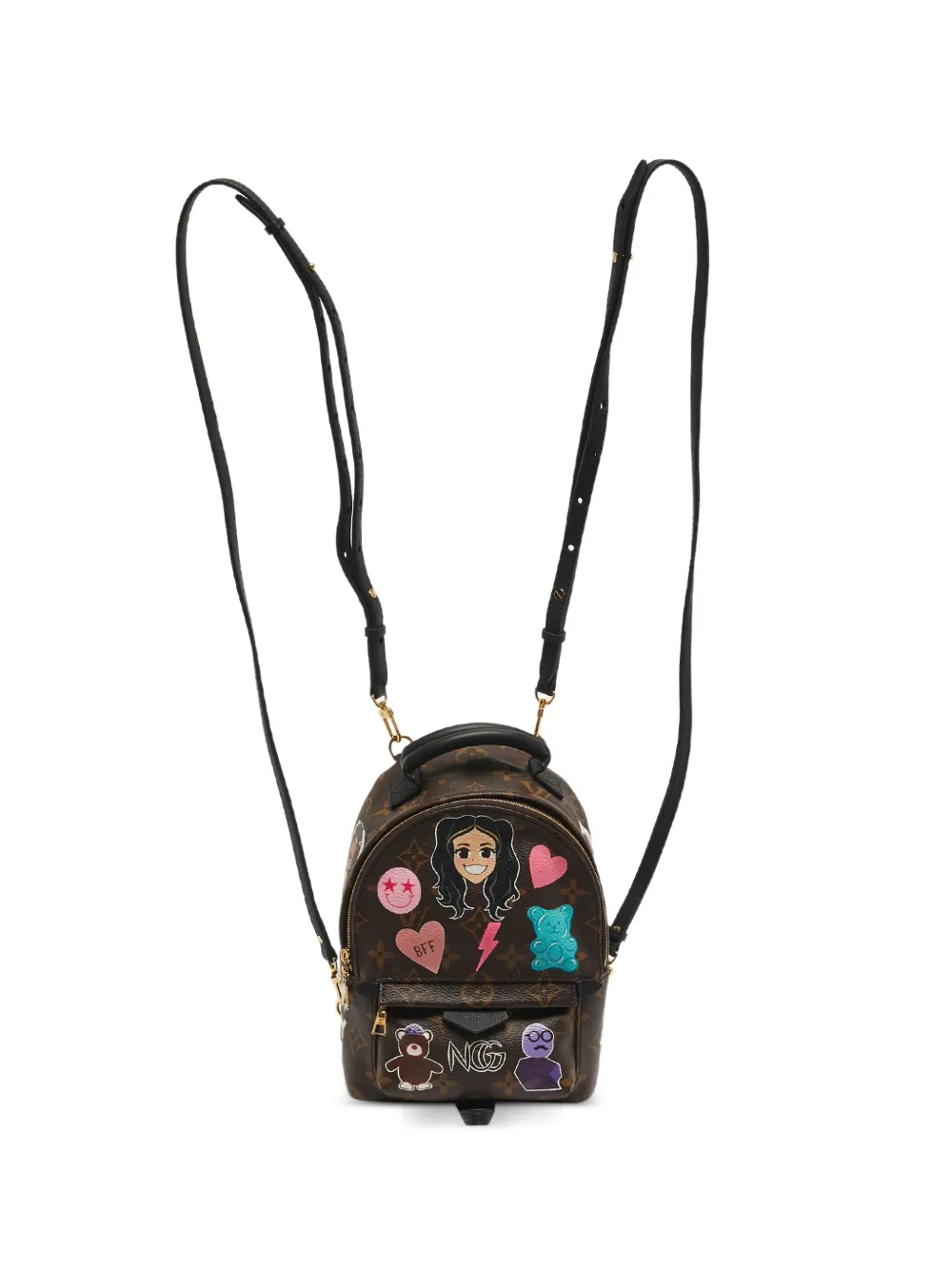 Pre-owned Louis Vuitton Mini Palm Springs-sticker Monogram Backpack In Brown