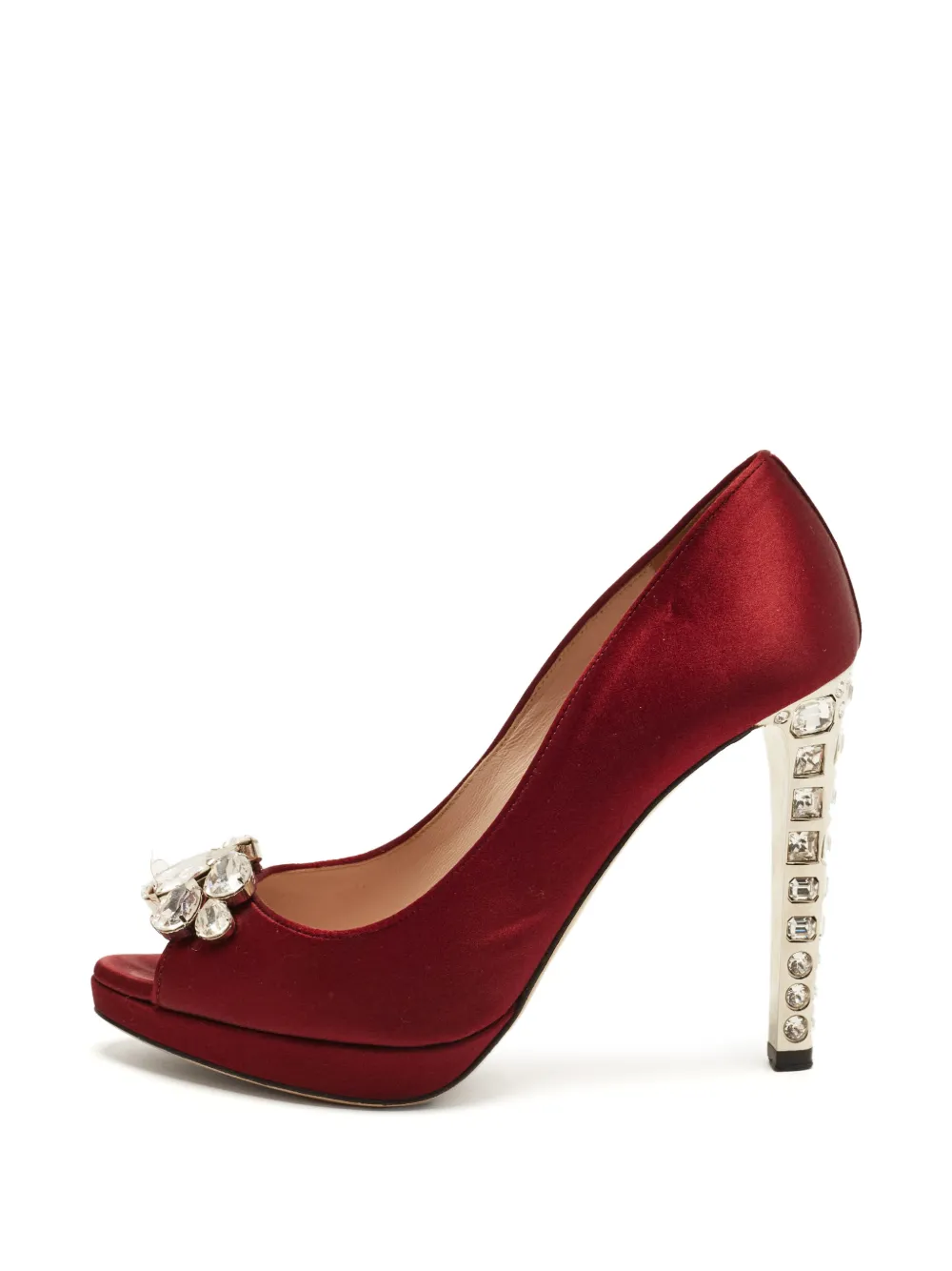 Miu Miu Pre-Owned escarpins à ornements en cristal - Rouge