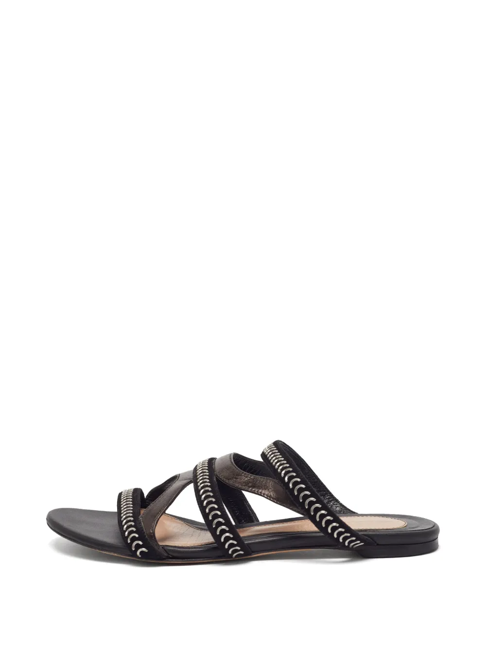 Pre-owned Alexander Mcqueen Embellished Strappy Slide Sandals In Brown
