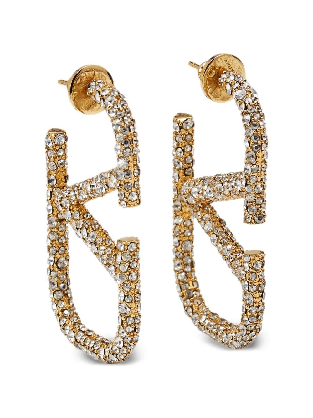 Valentino Garavani Pre-Owned VLogo Ohrringe mit Kristallen - Gold