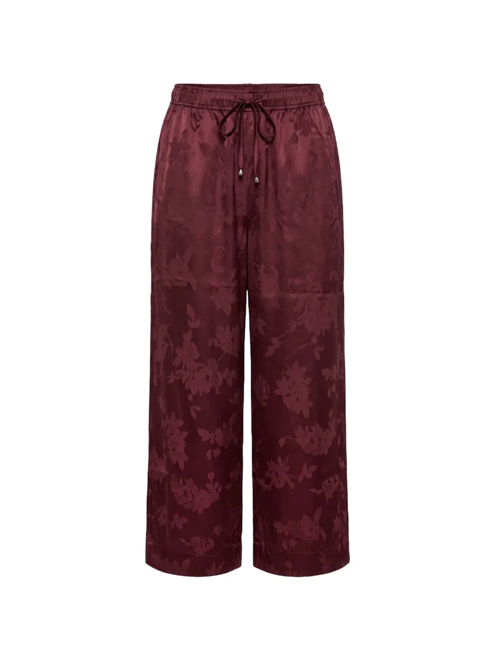 GANNI floral-jacquard drawstring trousers - Rosso
