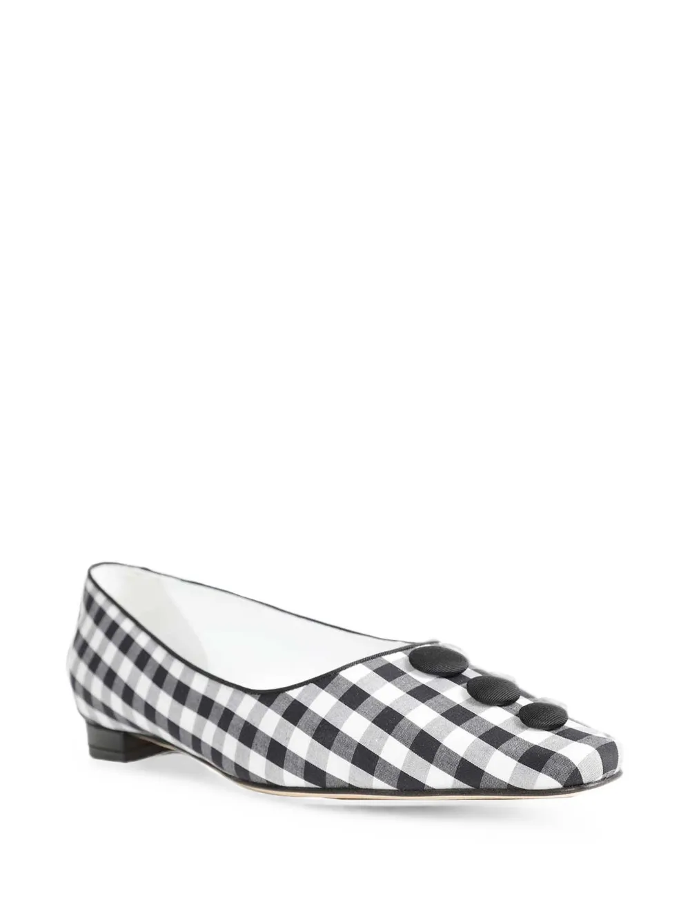 Manolo Blahnik Alexa gingham flat pumps Zwart