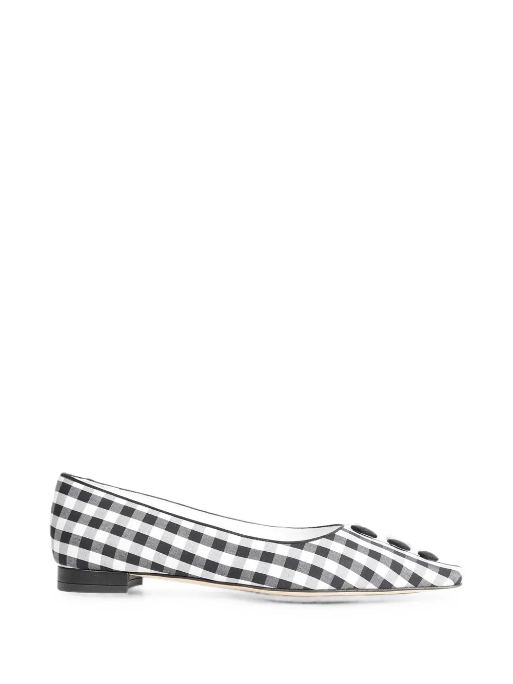 Manolo Blahnik Alexa gingham flat pumps Zwart