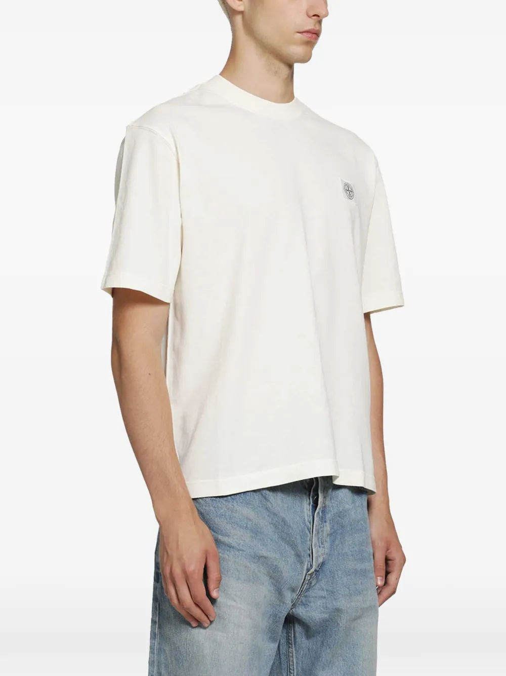 Stone Island T-shirt met logopatch Beige