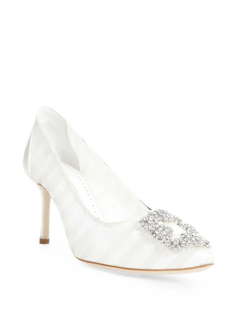 Manolo Blahnik Hangisila crystal-buckle pumps Wit