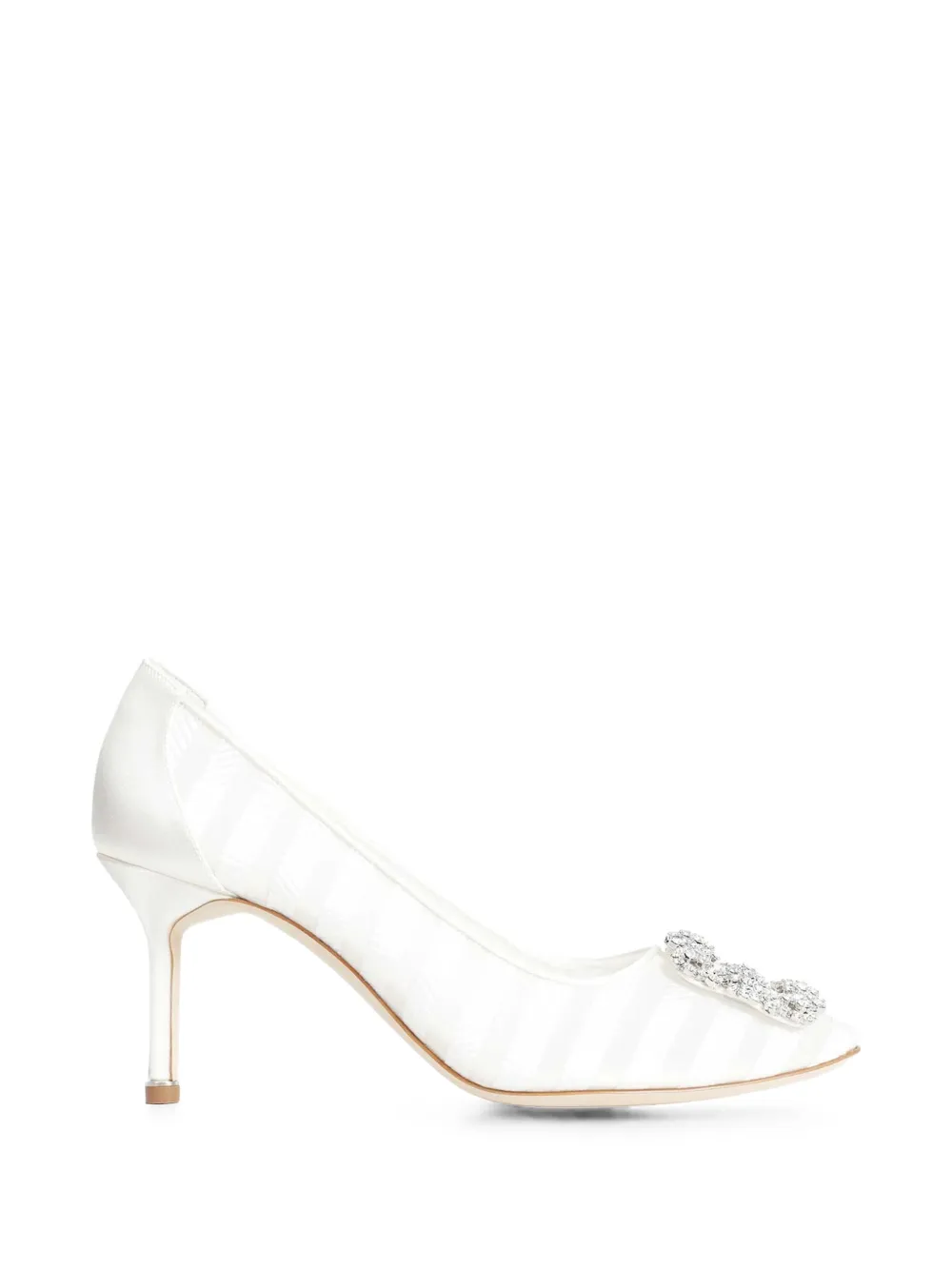 Manolo Blahnik Hangisila crystal-buckle pumps Wit