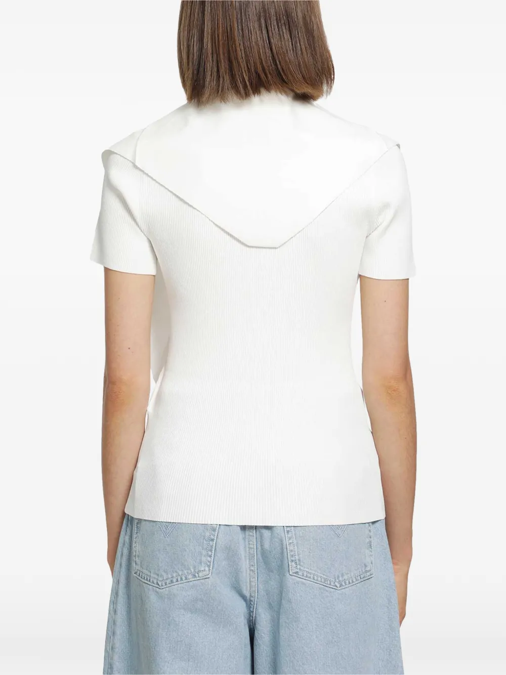 Max Mara Ribgebreide top met strikdetail Wit