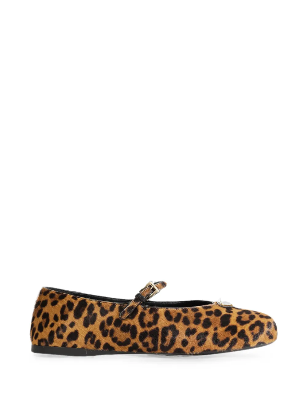 Prada leopard-print buckle-strap ballet flats - Marrone