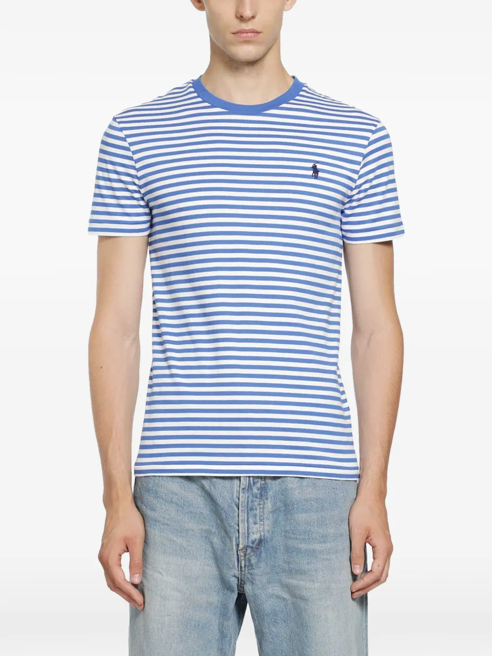Polo Ralph Lauren striped embroidered-logo T-shirt - Blu