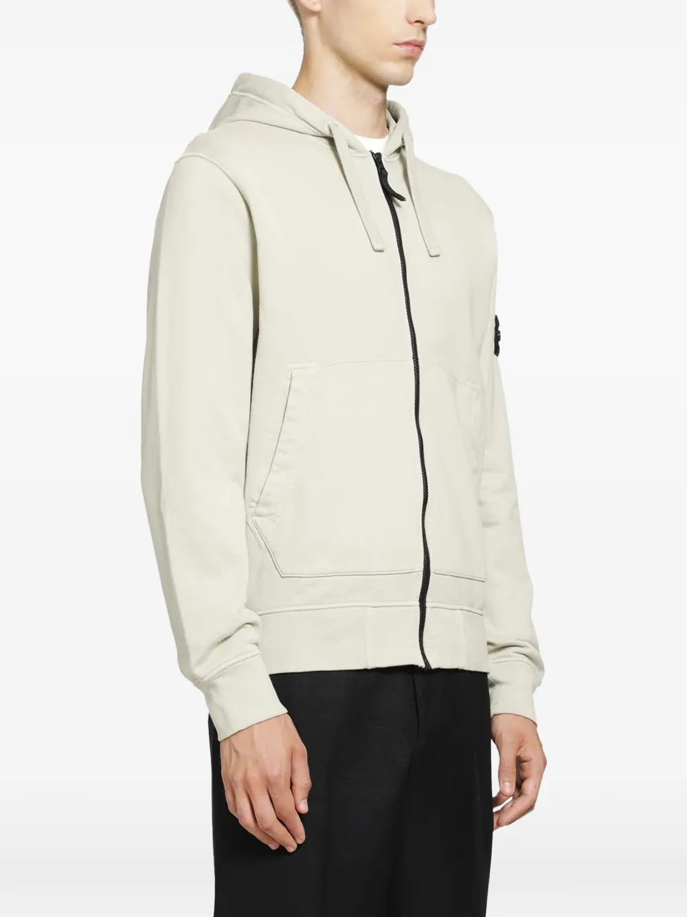 Stone Island logo-patch zip-up hoodie - Neutrals