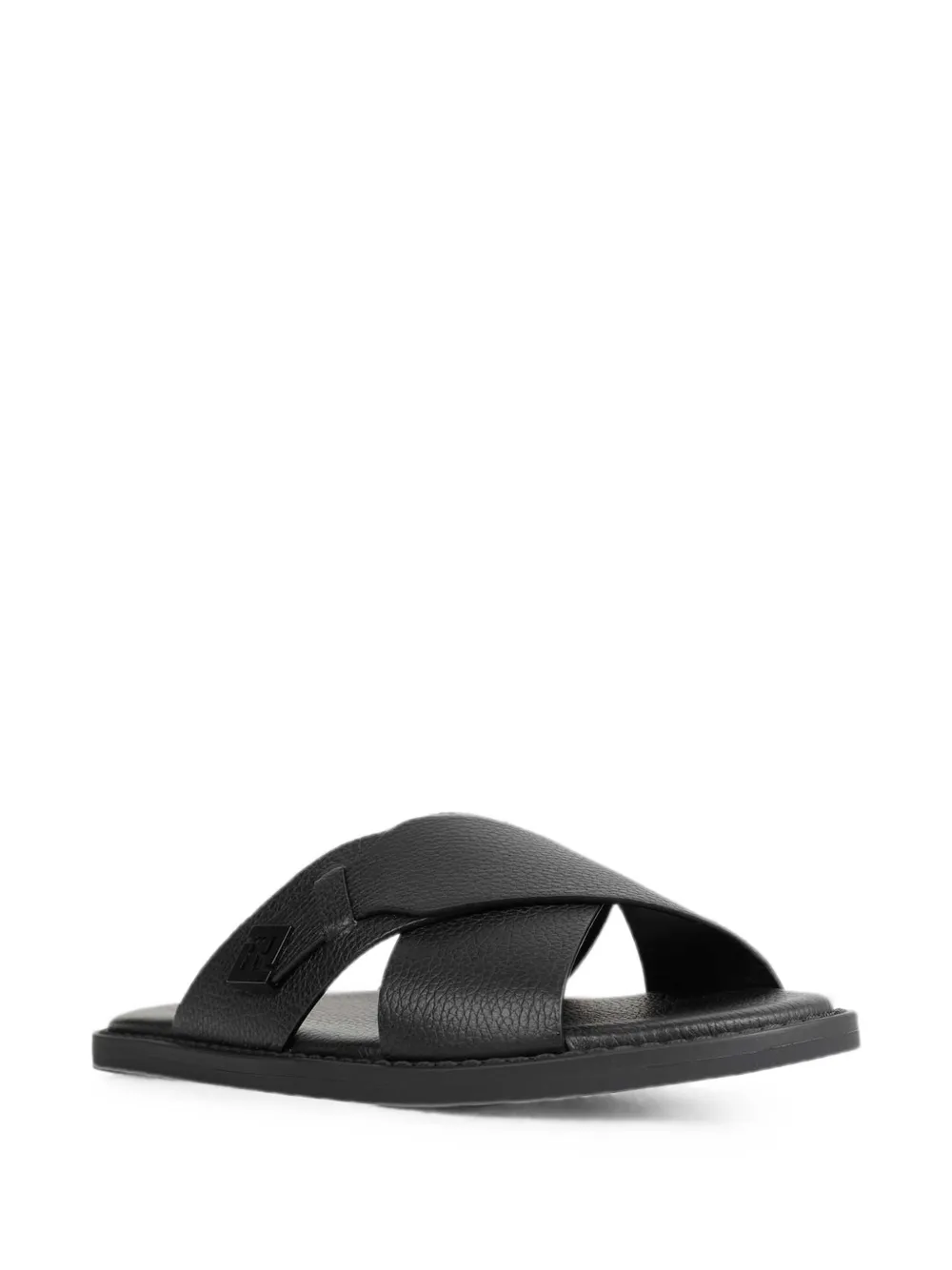 FENDI FF logo crossover strap sandals Zwart