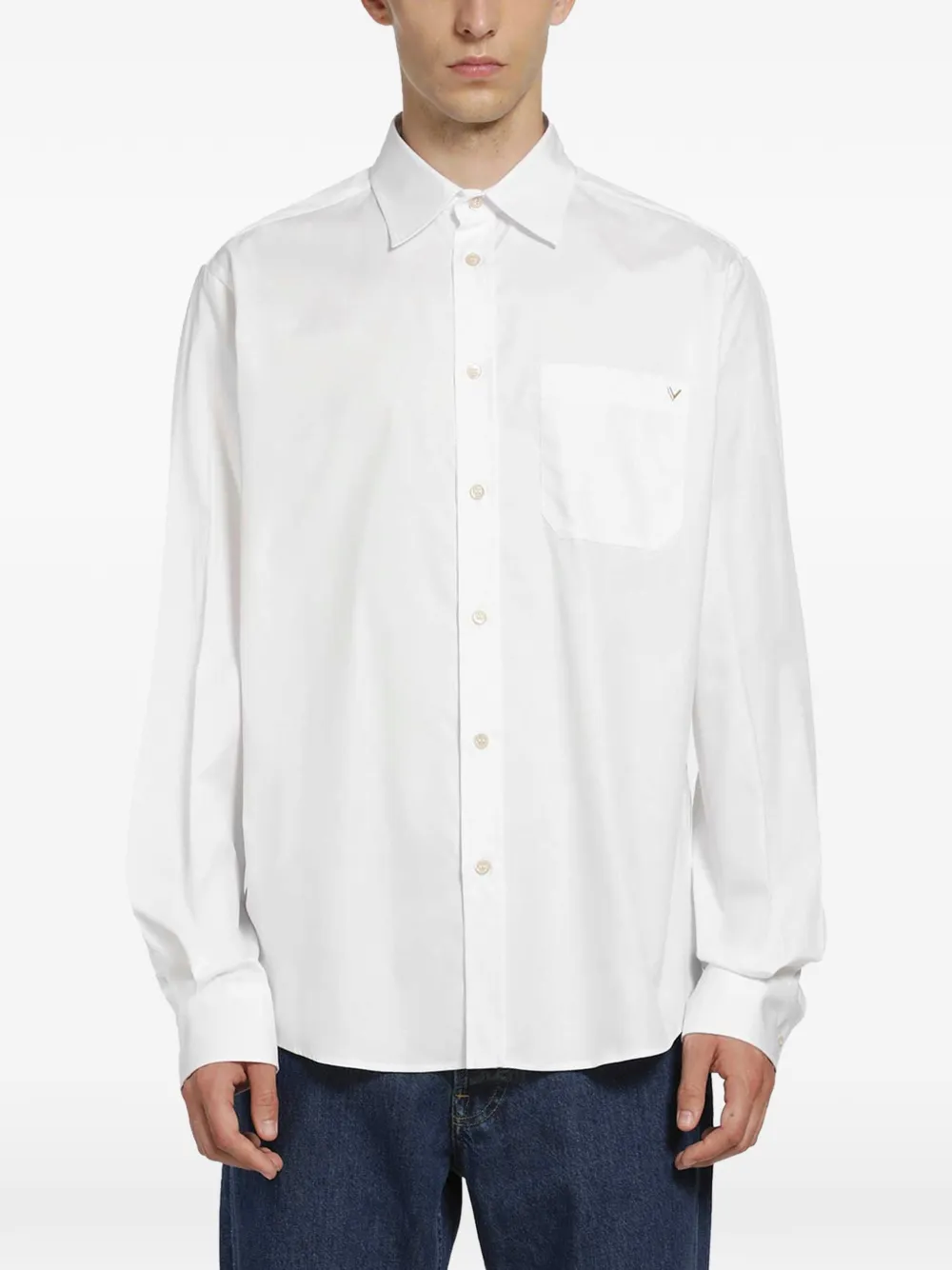 Valentino Garavani VGold cotton Oxford shirt - White