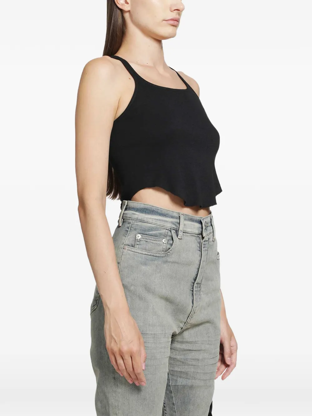 Rick Owens DRKSHDW Asymmetrische cropped tanktop Zwart