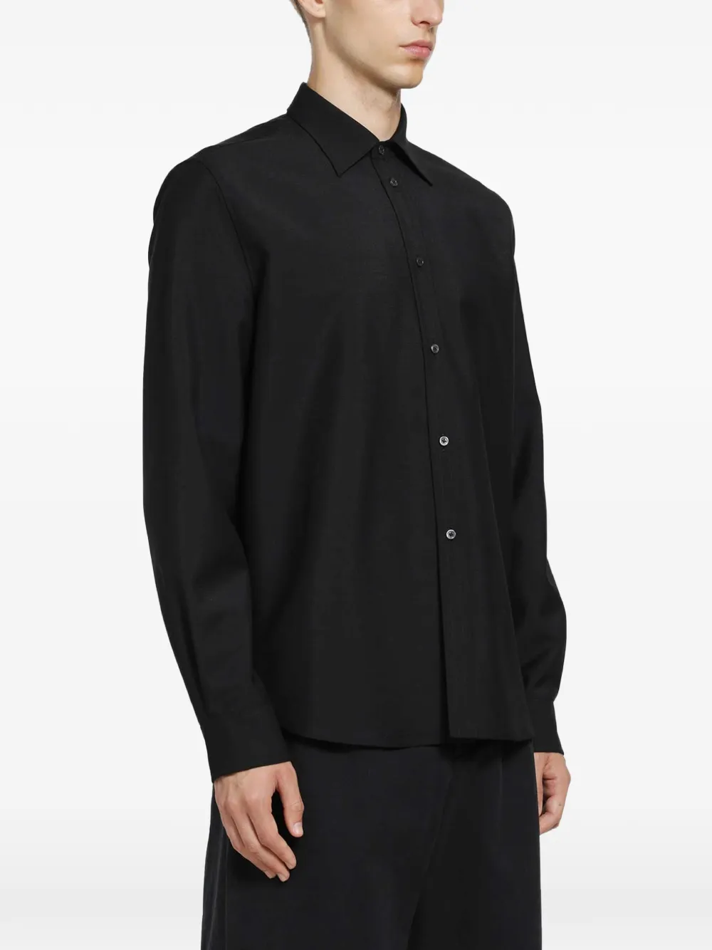 Jil Sander Canvas overhemd van wol-mohair Zwart