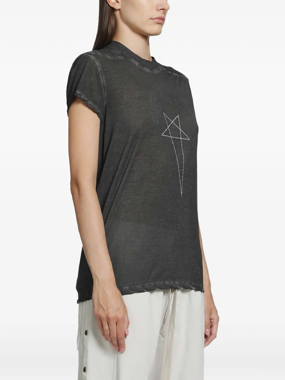 Rick Owens DRKSHDW Small Level T-shirt met pentagram-print Grijs