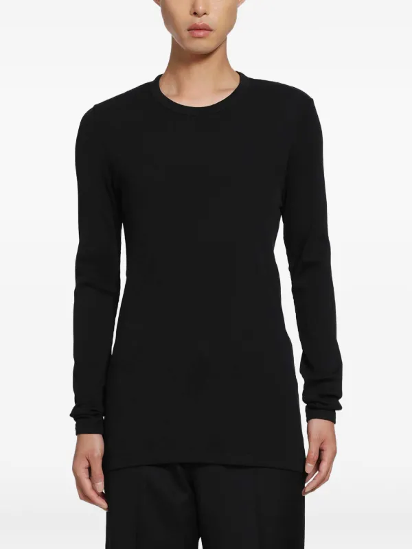 Lemaire Long-sleeve Top in Ribbed Jersey in Black