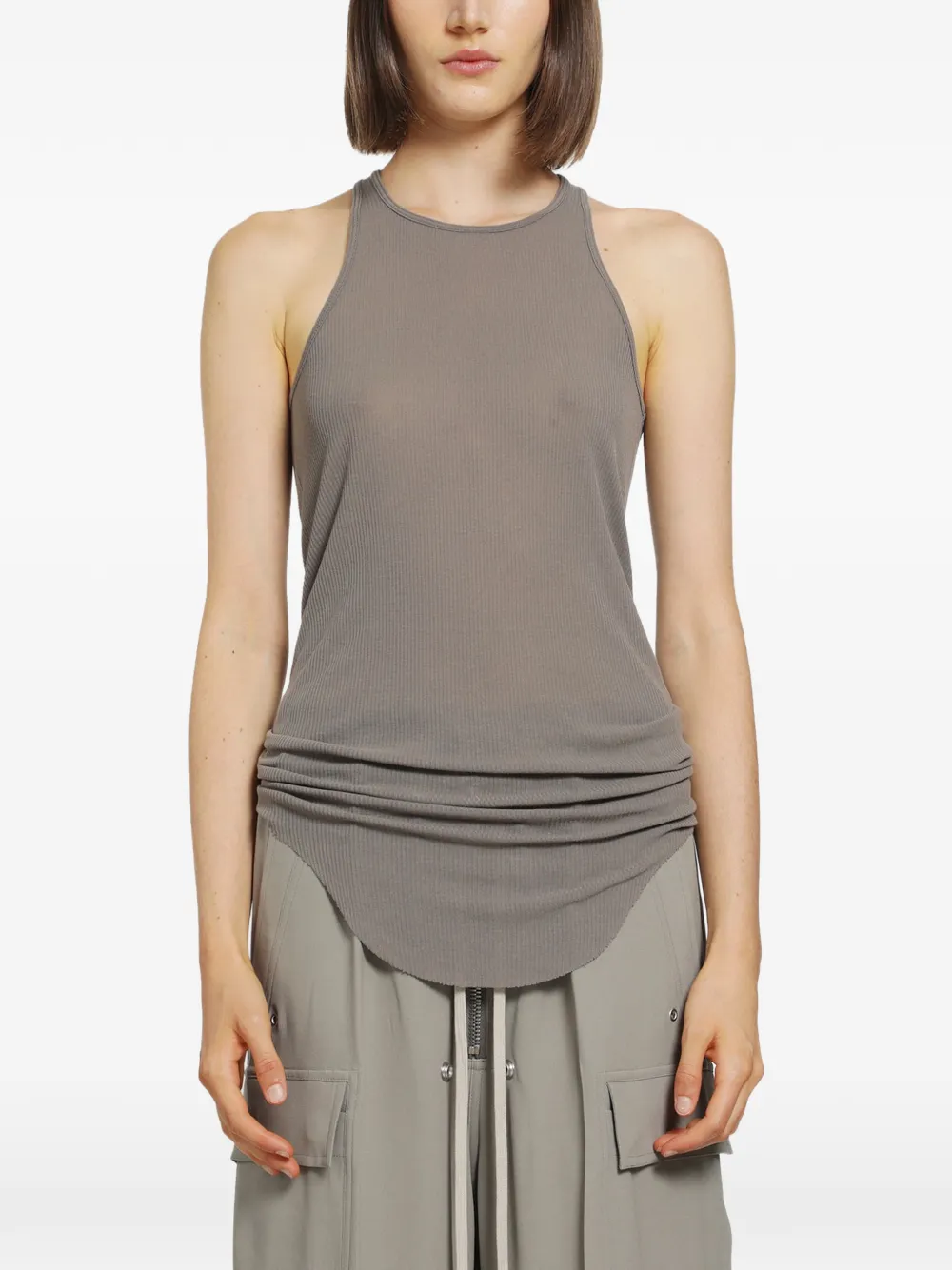 Rick Owens Tower ribbed cotton tank top - Marrone