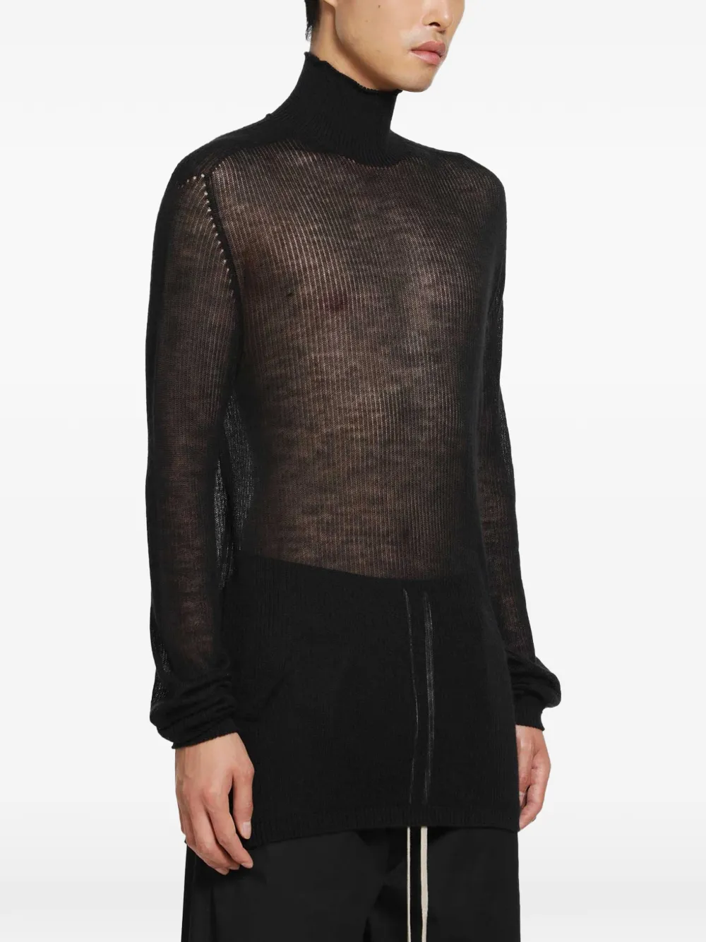 Rick Owens Tower geribbelde kasjmier trui Zwart