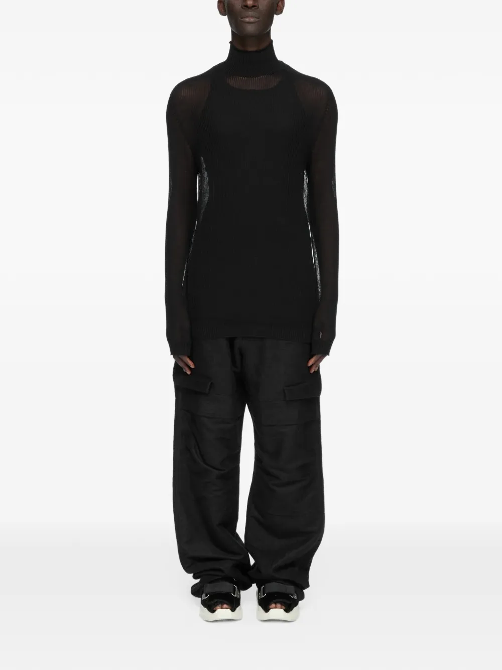 Rick Owens Tower geribbelde kasjmier trui Zwart