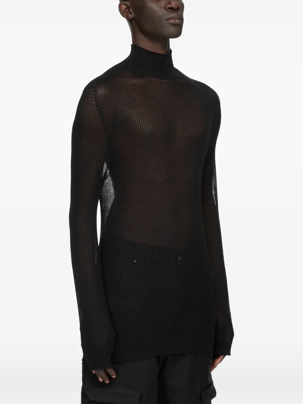 Rick Owens Tower geribbelde kasjmier trui Zwart