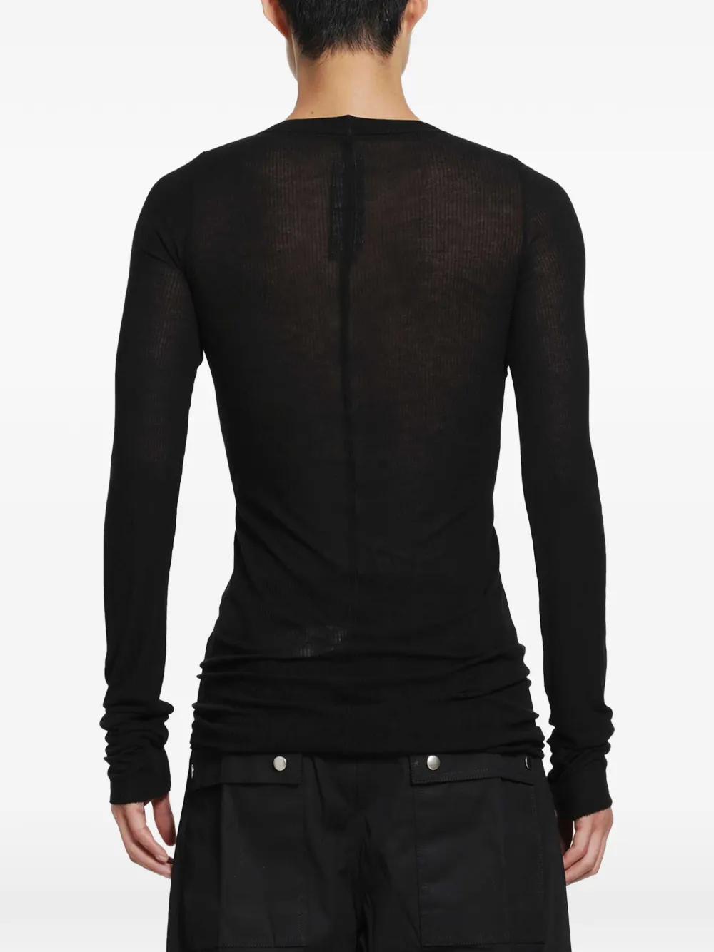 Rick Owens Tower ribgebreid T-shirt met lange mouwen Zwart