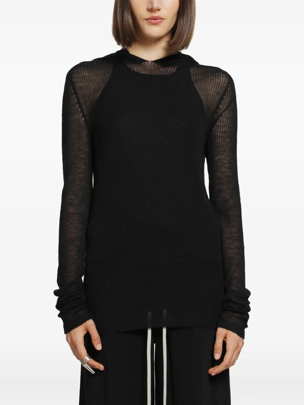 Rick Owens long-sleeve ribbed-knit cashmere T-shirt - Nero