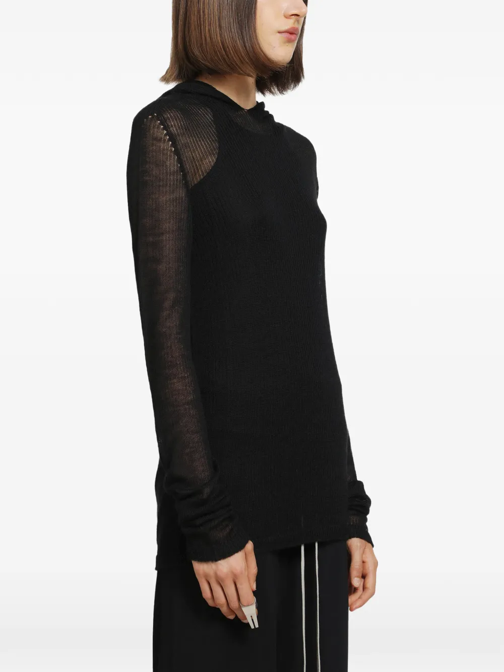 Rick Owens Ribgebreid kasjmier T-shirt met lange mouwen Zwart