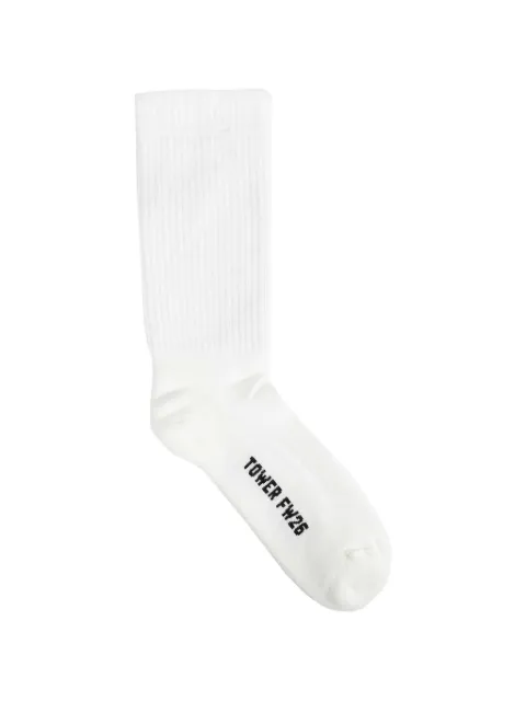 Rick Owens Tower Glitter ribbed-knit cotton socks