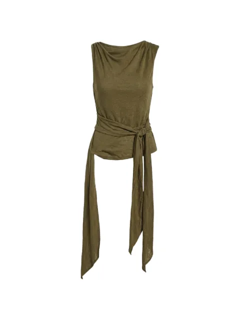 GANNI marl mesh tie-knot tank top