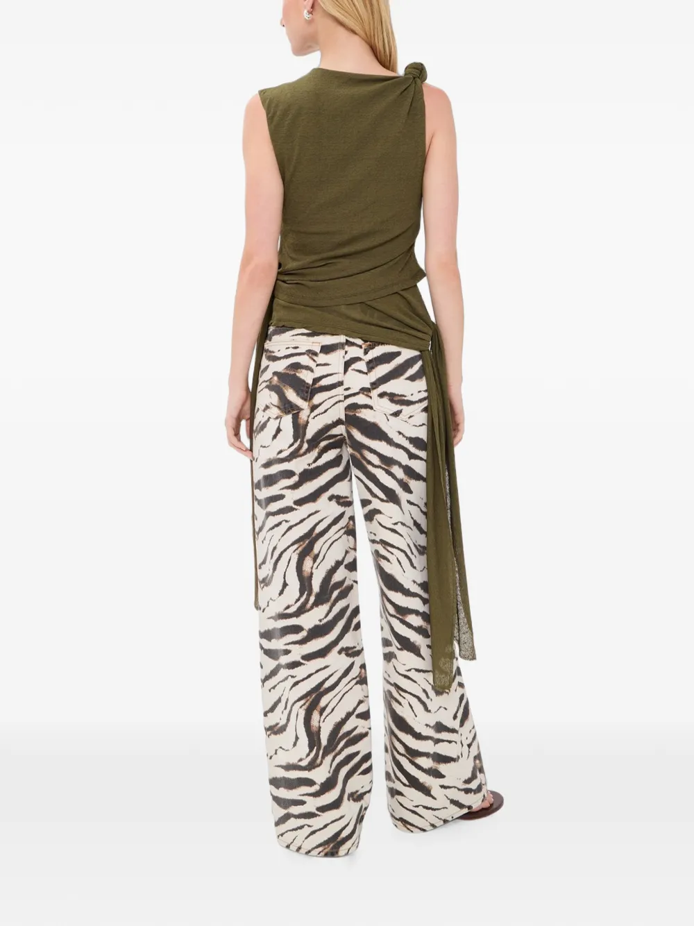 GANNI Marl mesh tanktop met strikgeknoopt detail Groen