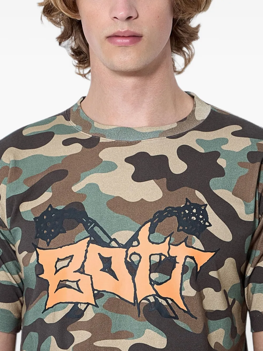 Bott Flail Camouflage-print Logo-motif T-shirt In Transparent