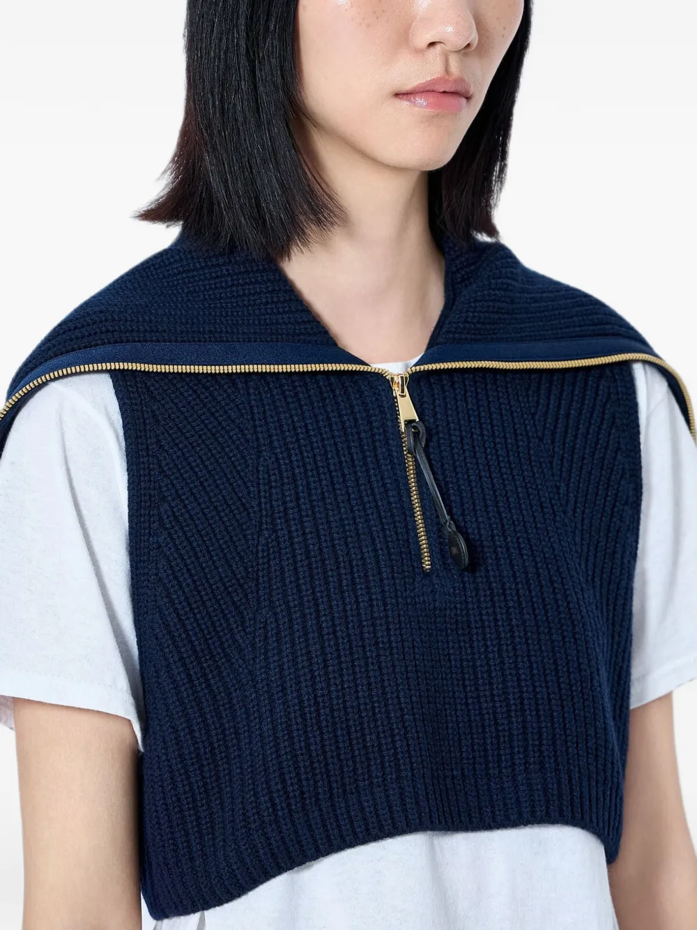 Moncler Wollen en kasjmier cape met rits Blauw