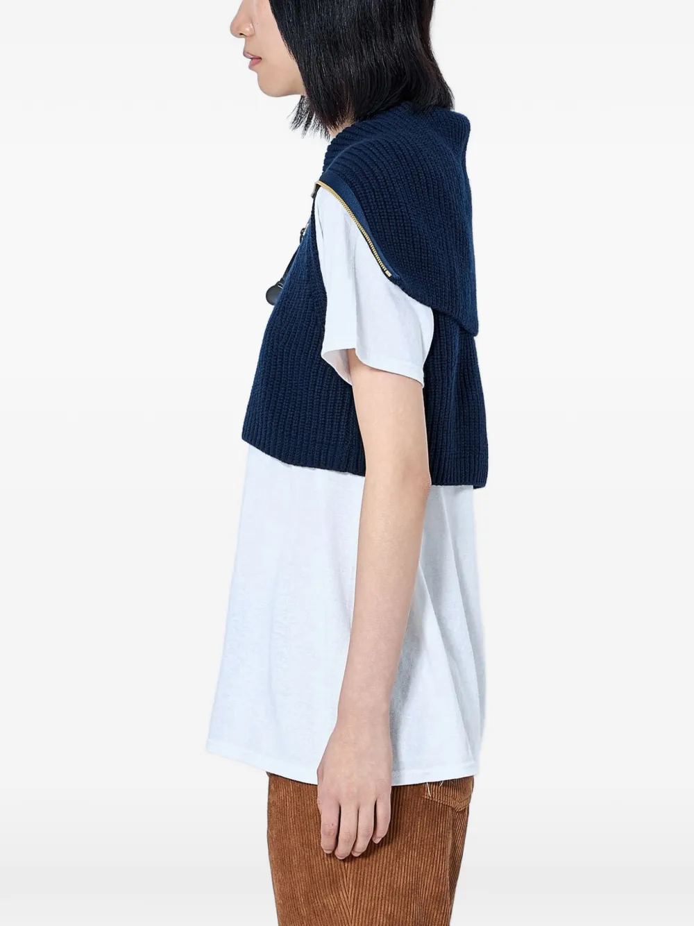 Moncler Wollen en kasjmier cape met rits Blauw