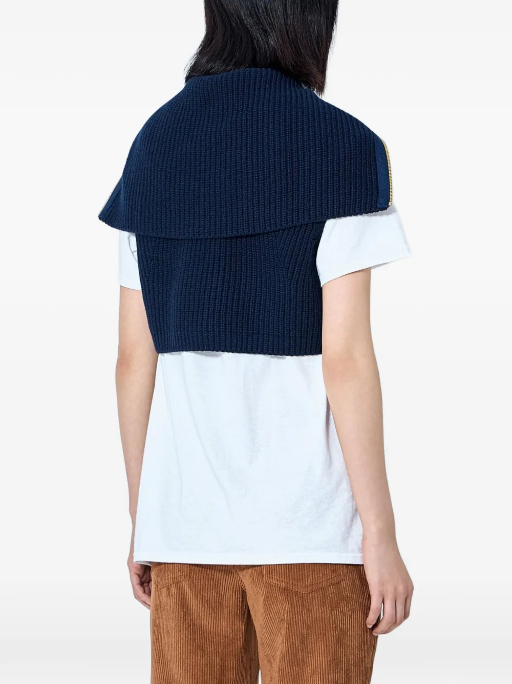 Moncler Wollen en kasjmier cape met rits Blauw