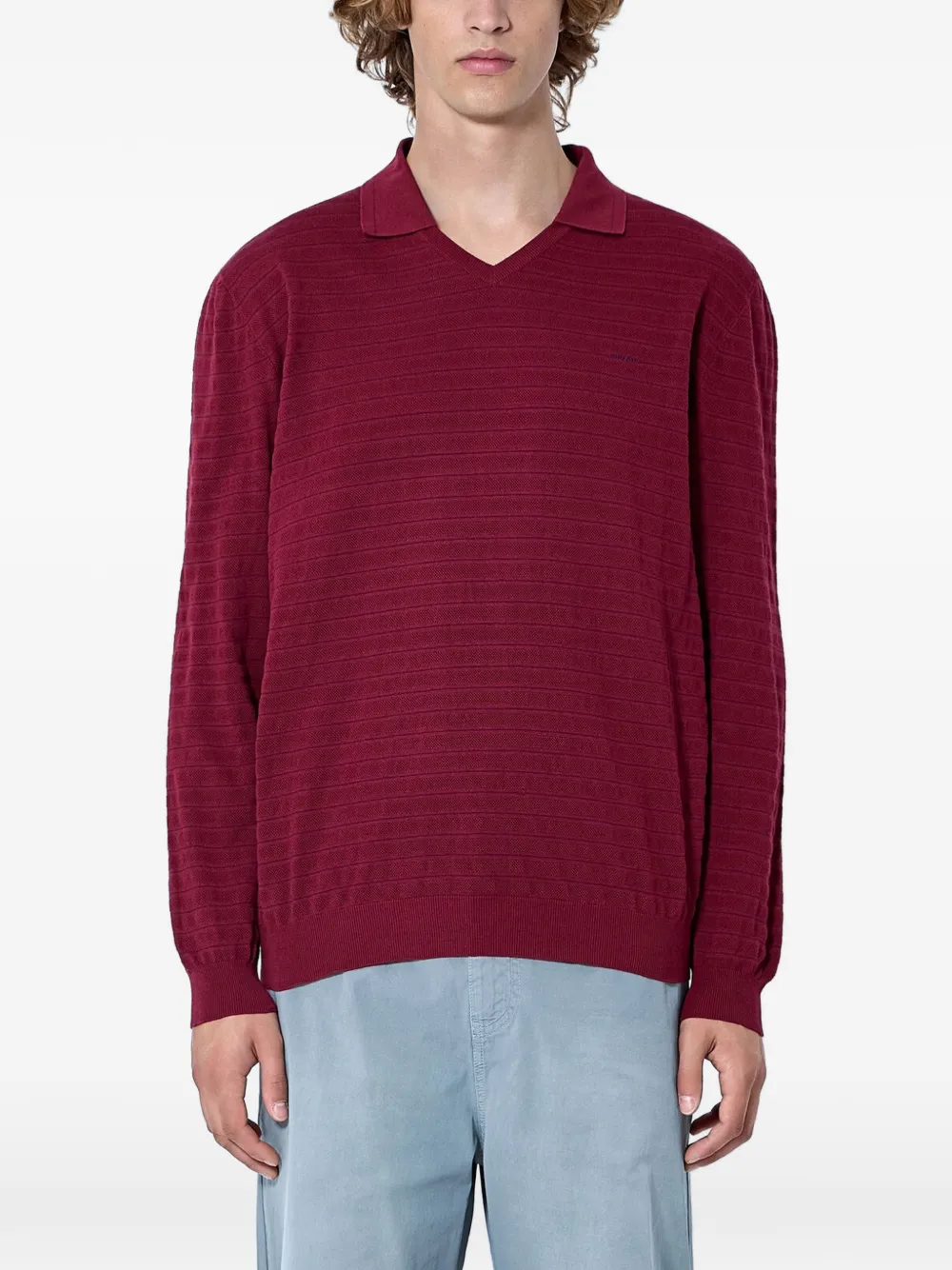 Miu Miu textured-knit cotton sweater - Rosso