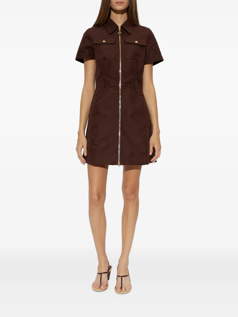 Casablanca Monogram Canvas Midi Dress in Brown, view 2