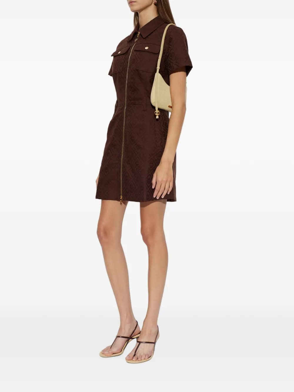 Casablanca Monogram Canvas Midi Dress in Brown, view 3